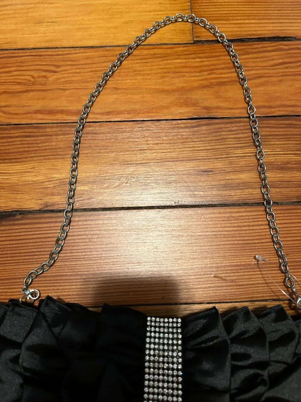 Expressions NYC ruffle black rhinestone evening formal purse/clutch NWT